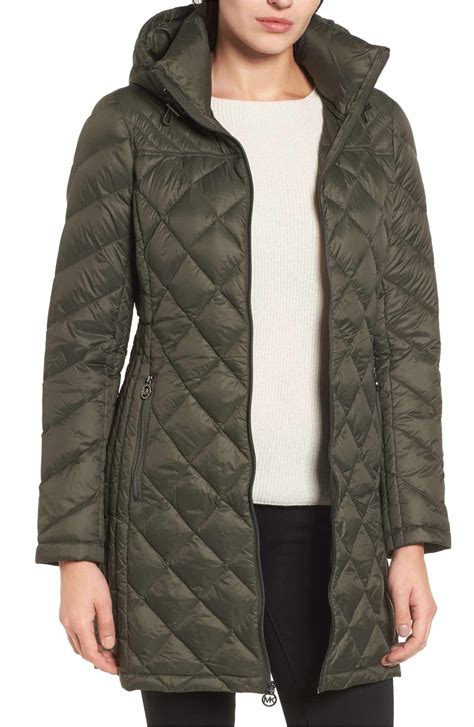 michael kors petite hooded packable puffer coat|Michael Kors belted puffer coat.